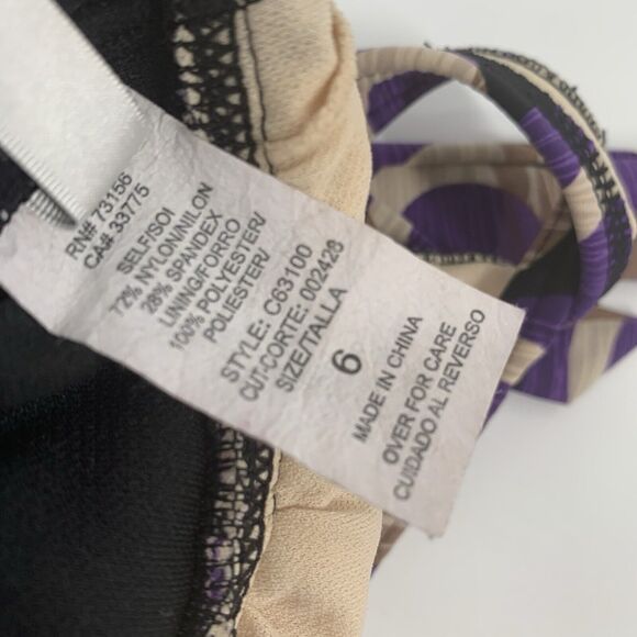 Kenneth Cole Halter Top One Piece Swimsuit Size 6 Womens Purple Cream Black M - Picture 4 of 7